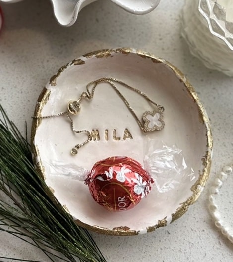 Personalised handmade trinket dish